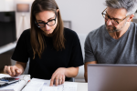Couple looking over reciepts together